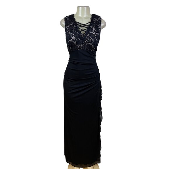 Betsy Adam Lace-Embellished Women's Black Sleeveless Maxi Dress Size 18 - Picture 1 of 9